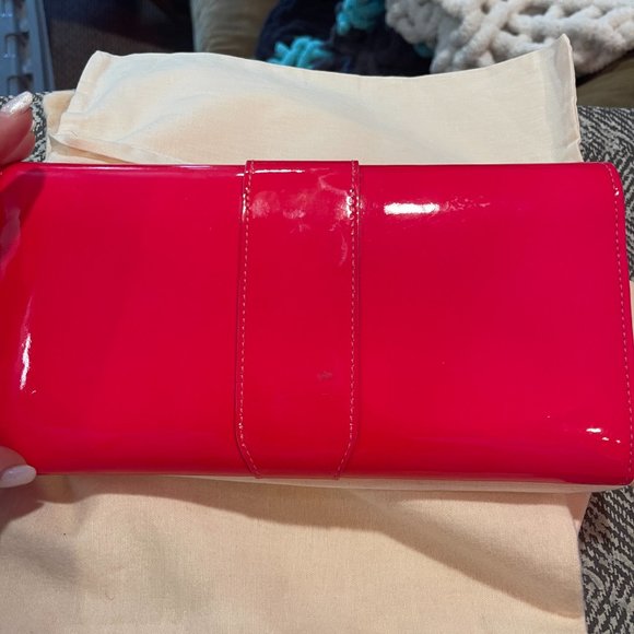 Jimmy Choo Pink Patent Leather Wallet/Clutch authentication papers, box, duster. - Picture 15 of 16